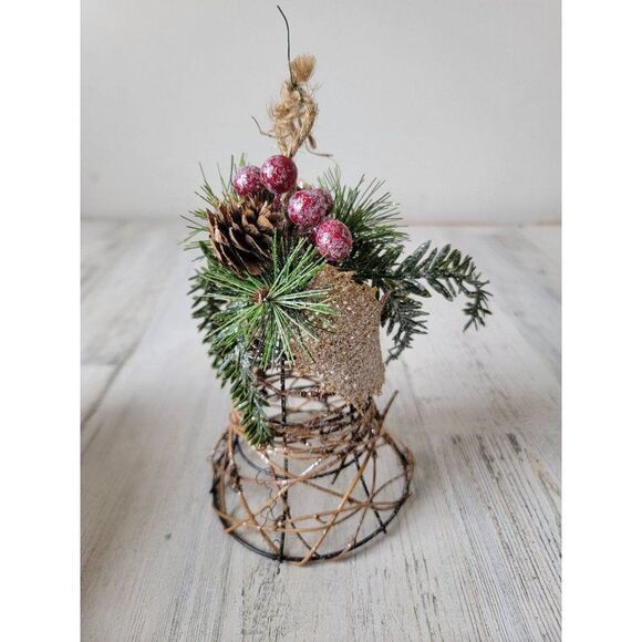 Glitter mistletoe Pinecone branch wire Bell xmas - Picture 4 of 5